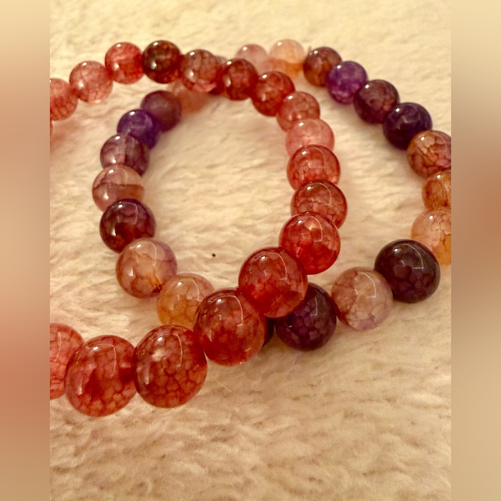 Vibrant Beaded Bracelet Set - Pink and Purple - Picture 4 of 6